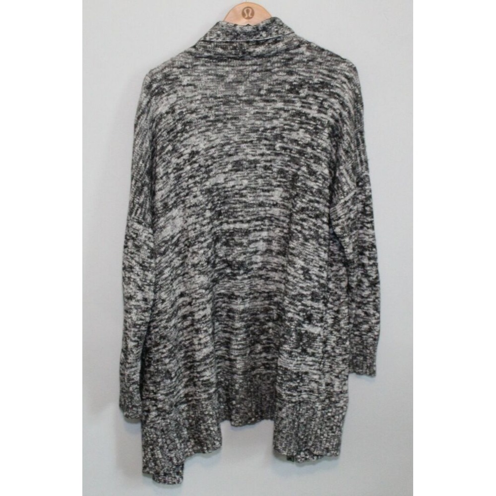 Eileen Fisher Knit Open Front Long Drape Cardigan Sweater Black Marled Large - Picture 8 of 13